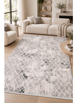 Hann Home Collection Tavus Krem Gri Özel Ölçü Salon Oturma Odası Koridor Halısı Robot Süpürge Uyumlu Akrilik Iplik Kolay