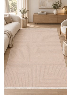 Hann Home Collection Sorek Vizon Salon Oturma Odası Koridor Halısı Özel Ölçü Robot Süpürge Uyumlu Kolay Temizlenebilir Ak