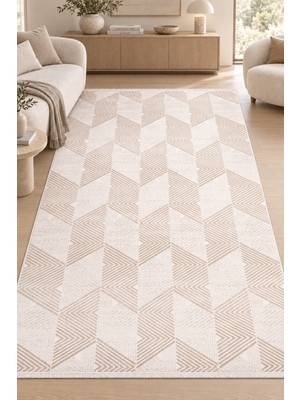 Hann Home Collection Moneta Kahve Salon Oturma Odası Koridor Halısı Özel Ölçü Robot Süpürge Uyumlu Kolay Temizlenebilir A