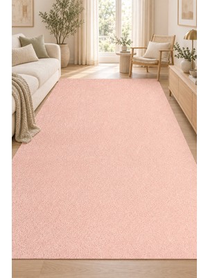 Hann Home Collection Güzide Kadifemsi Pembe Oturma Odası Halısı Kaymaz Tabanlı Yıkanabilir Ultra Yumuşak Kalın Salon Mutf
