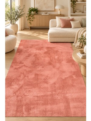 Hann Home Collection Fosya Peluş Halı Rose Ekstra Yumuşak Kaymaz Tabanlı Yüksek Havlı Tüy Dökmez Özel Ölçü Halı