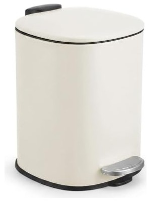 Fimer 3 Lt Krem Paslanmaz Çelik Pedallı Çöp Kovası, Yavaş Kapanan Asansörlü Kapaklı Metal Çöp Kutusu, Banyo Wc Ofis Için Kompakt, 23X16X16 cm