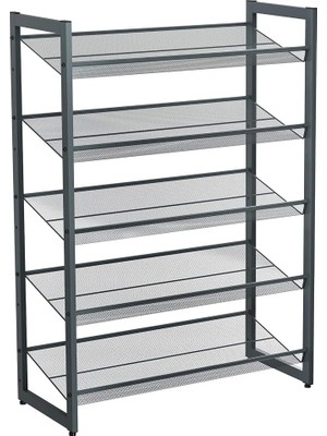 Fimer 5 Katlı Ayakkabı Rafı, Genişleyen Metal Ayakkabı Rafı Ayarlanabilir Ayakkabı Rafı 15-20 Çift Ayakkabı, Kısa Bot, Topuklular Için Uygun, 74X104X307CM Koyu Gri LMR005GB