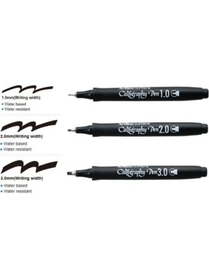 Fimer Ergoline Kaligrafi Kalemi Siyah 3'lü Takım, 1.0-2.0-3.0 mm