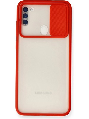 Skygo Revify Samsung Galaxy A11 Kılıf Palm Buzlu Kamera Sürgülü Silikon - Kırmızı
