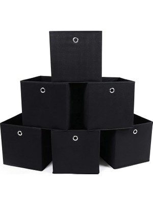Fimer RFB02H-3 Saklama Kutusu, 6 Adet, Katlanır Kutu, Parmak Delikli, 30 x 30 x 30 Cm, Siyah