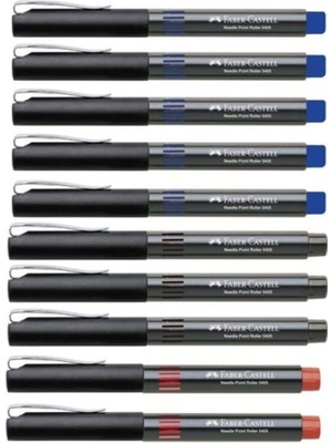 Fimer Castell Faber-Castell 5405 Roller Kalem 0.5 mm Iğne Uçlu 5 Mavi 2 Kırmızı 3 Siyah