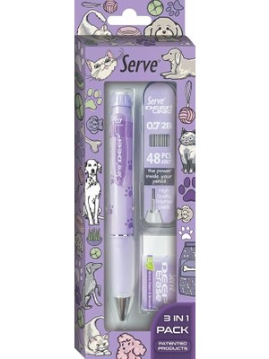 Fimer Doğa Desenli Deep Kalem, Deep Silgi ve Deep Min, 0.7 Mm, Lavanta