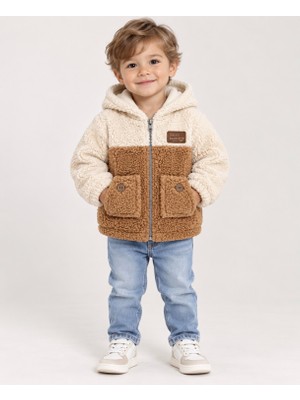 Kız Bebek Wellsoft Peluş Kapüşonlu Mont – Pembe & Krem
