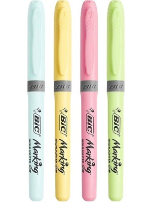 Fimer Kalem Markıng Highlıghter Grip Pastel Renkler 4 Lü 964859 / Bic