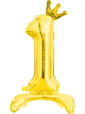 Fimer ve Kral Taç'lı Rakam Folyo Balon 34 Inç 76 cm (Gold, 1)