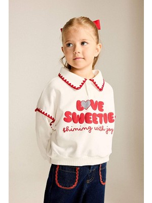 Defacto Polo Yaka Baskılı Kalın Sweatshirt Kumaşı Sweatshirt Kız Bebek I0898A526AU