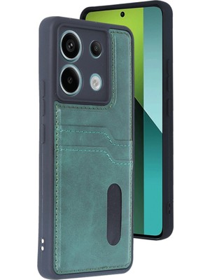 Skygo Revify Xiaomi Redmi Note 13 Pro 5g Kılıf Sara Kartvizitli Deri Kılıf - Koyu Yeşil
