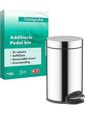 Fimer Addstoris Pedallı Çöp Kutusu, Banyo, Krom, 3 L