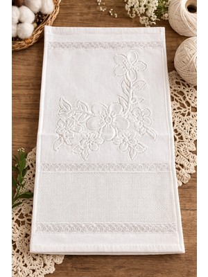 Bella Home Etamin Boşluklu Kadife Mutfak Havlusu | 30X50 cm | Beyaz | 2’li Set | Şık ve Yumuşak Dokulu