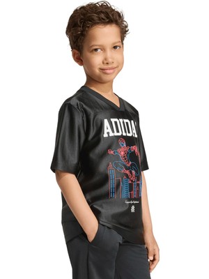 Adidas Siyah Erkek Çocuk Yazı Baskılı T-Shirt KG6140 Lk Mrvl Sm T
