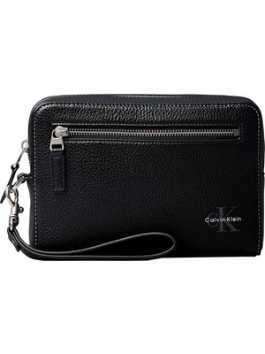 Calvin Klein Siyah Erkek Traş Çantası Bold Pebble Pouch W/ Handle