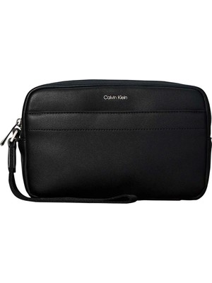 Calvin Klein Siyah Erkek Traş Çantası Raısed Pouch W/ Handle