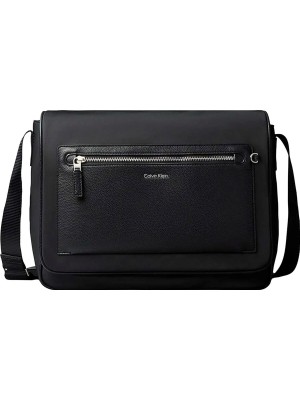 Calvin Klein Siyah Erkek Postacı Çantası Ssnl Raısed Logo Flap Messenger