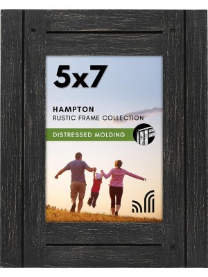 SBN - Store 5x7 Rustik Resim Çerçevesi Kömür Siyahı Dokulu Ahşap ve Cilalı Camlı - Duvar ve Masaüstü Için Yatay ve Dikey Biçimler