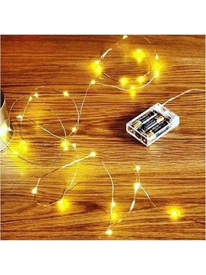 SBN - Store Peri LED Metre Gün Işığı Sarı Renkli Pilli Dekoratif Aydınlatma Süsleme Parti Sarı LED Işık Yılbaşı LED Işık Süsleme Dekorasyon Işığı Şerit Aydınlatma