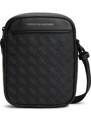 Tommy Hilfiger Siyah Erkek Postacı Çantası Th Modern Monogram Mını Reporter