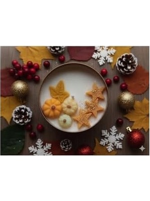 SBN - Store El Yapımı Sonbahar & Yılbaşı Temalı Kokulu Mum Balkabağı ve Yıldız Figürlü Dekoratif Mum Ev Dekoru