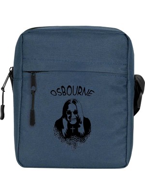 Zepplin Giyim Ozzy Osbourne Silüet Omuz Çantası Fermuarlı Lacivert Renk