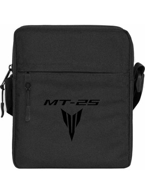 Zepplin Giyim Yamaha mt 25 Black Logo Omuz Çantası Fermuarlı Siyah Renk