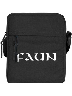 Zepplin Giyim Faun Text Logo Omuz Çantası Fermuarlı Siyah Renk