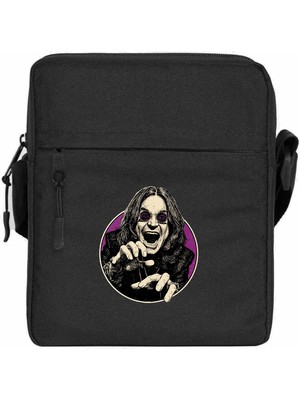 Zepplin Giyim Ozzy Osbourne Portre Omuz Çantası Fermuarlı Siyah Renk