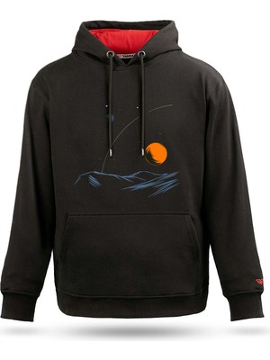 Tarrzzcom Red Planet Uzay ve Gezegen Temalı Baskılı Tasarım Kapüşonlu Sweatshirt