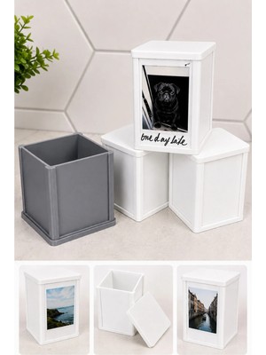 Ognami Mini Anı Fotoğrafı Saklama Kutusu Çerçeveli Kapaklı Dekoratif 3D Baskı