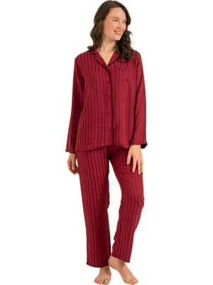 Pierre Cardin Kadın Bordo Gömlek Pijama Takımı 9305