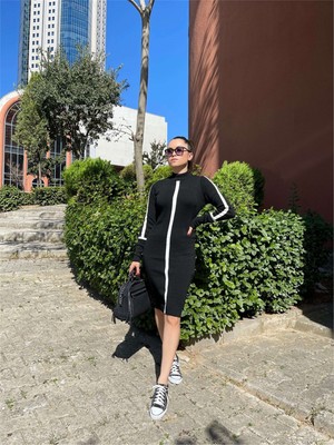 Giyimmasalı Triko Kumaş Kalem Elbise - SIYAH-GYM-0201
