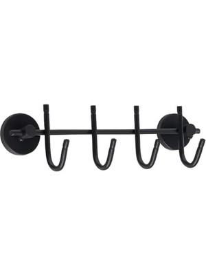 SBN - Store Prime Duvar Montajlı 4 Kancalı Metal Askılık, Siyah