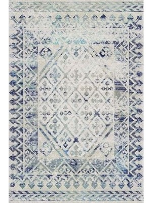 SBN - Store Prime Leroy Desenli Kadife Pamuk Tabanlı Yıkanabilen Kaydırmaz Antibakteriyel Salon Halısı 100X150