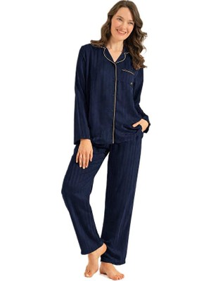 Pierre Cardin Kadın Lacivert Gömlek Pijama Takımı 9305