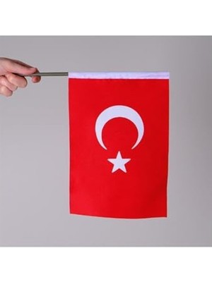 Yüksek Kalitede 20X30 cm Alpaka Kumaş Türk Bayrağı 10 Adet
