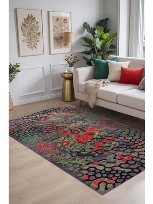 SBN - Store Prime Melin Desenli Şönil Pamuk Tabanlı Yıkanabilir Kaymaz Antibakteriyel Salon Halısı 200X300