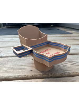Bezos 3D Baskı Fast Food Temalı Atıştırmalık Sunum Kabı Bardaklık Uyumlu Patates Nugget Bölmeli Tepsi Araç Içi