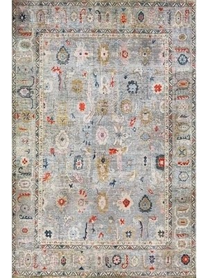 SBN - Store Prime Beleni Desenli Şönil Pamuk Tabanlı Yıkanabilir Kaymaz Antibakteriyel Salon Halısı 160X230