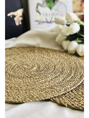 SBN - Store Prime Amerikan Servis 6 Adet Doğal Hasır Supla, 35X35 Cm, Kahverengi