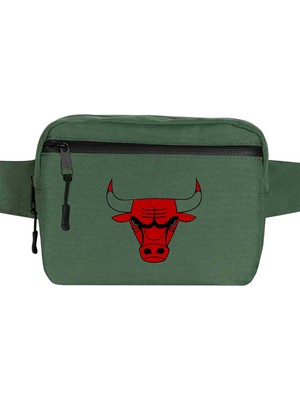 Zepplin Giyim Chicago Bulls Logo Bel Çantası Fermuarlı Yeşil Renk
