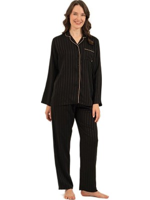 Pierre Cardin Kadın Siyah Gömlek Pijama Takımı 9305