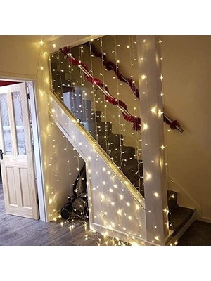 SBN - Store Prime 3x3 Metre LED Kumandalı Perde Asma Kancalı LED Yılbaşı LED Gün Işığı LED Işık 8 Modlu Parti Işığı Dekoratif Işık LED Saçak LED Işık Perde LED Yı