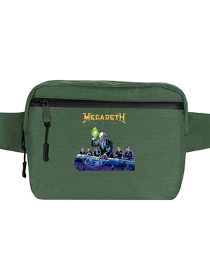 Zepplin Giyim Megadeth Rust In Peace New Bel Çantası Fermuarlı Yeşil Renk