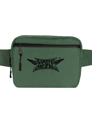 Zepplin Giyim Babymetal Logo Black Bel Çantası Fermuarlı Yeşil Renk