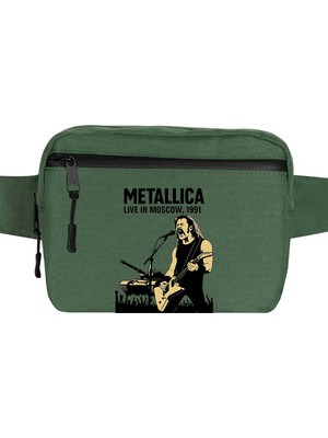 Zepplin Giyim Metallica Live In Moscow Bel Çantası Fermuarlı Yeşil Renk