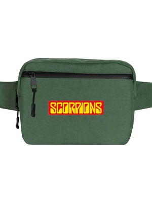 Zepplin Giyim Scorpions Text Color Bel Çantası Fermuarlı Yeşil Renk